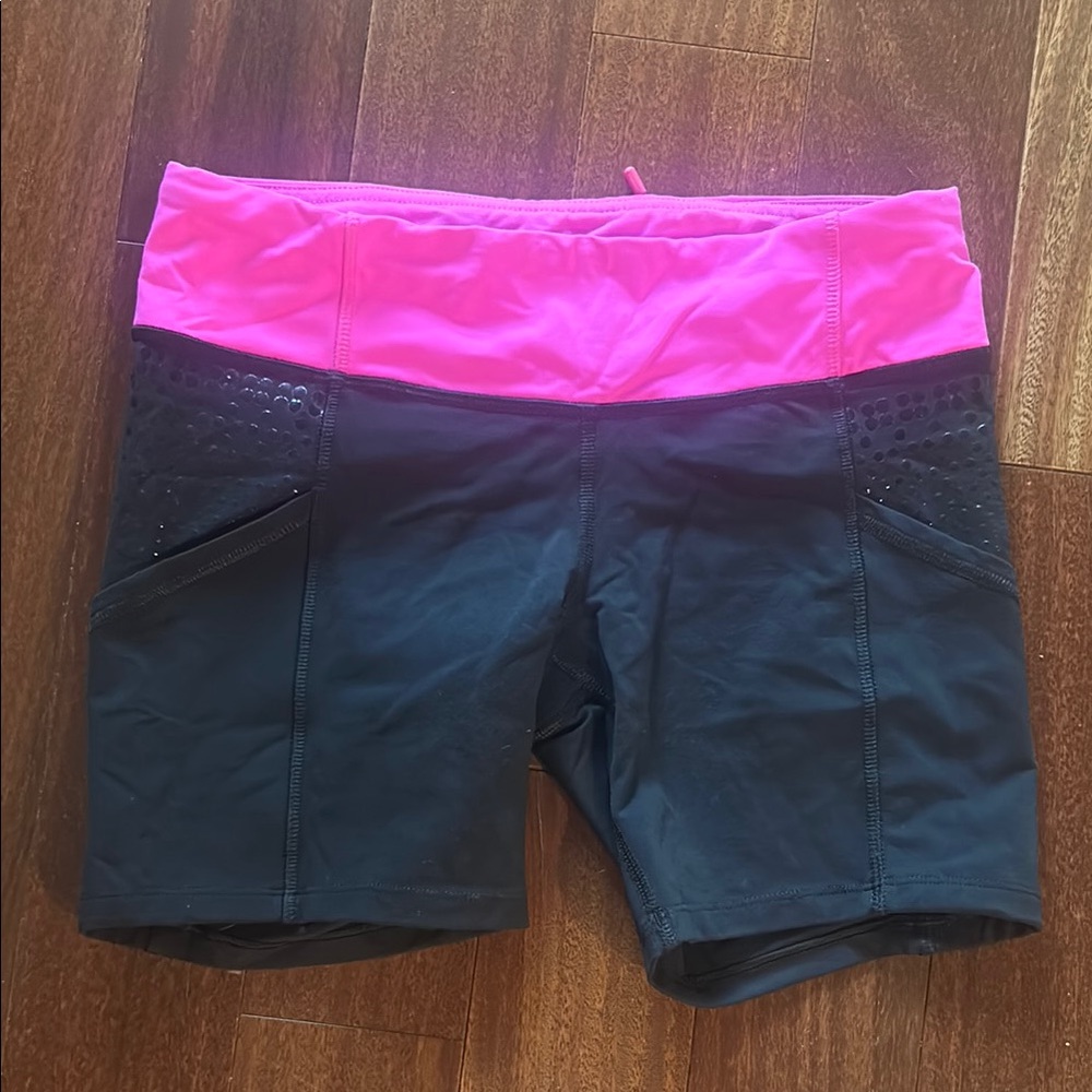 Lululemon Athletica Black and Pink Athletic Shorts